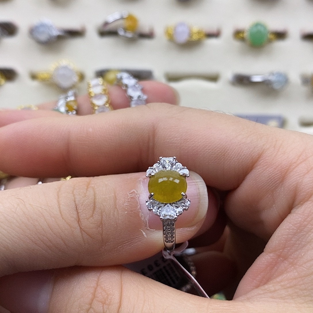 翡翠银S925镶嵌戒指