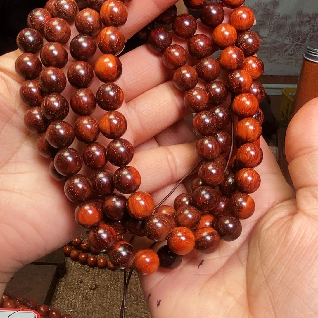 檀香紫檀（小叶紫檀）手串拆房老料1.0*108颗