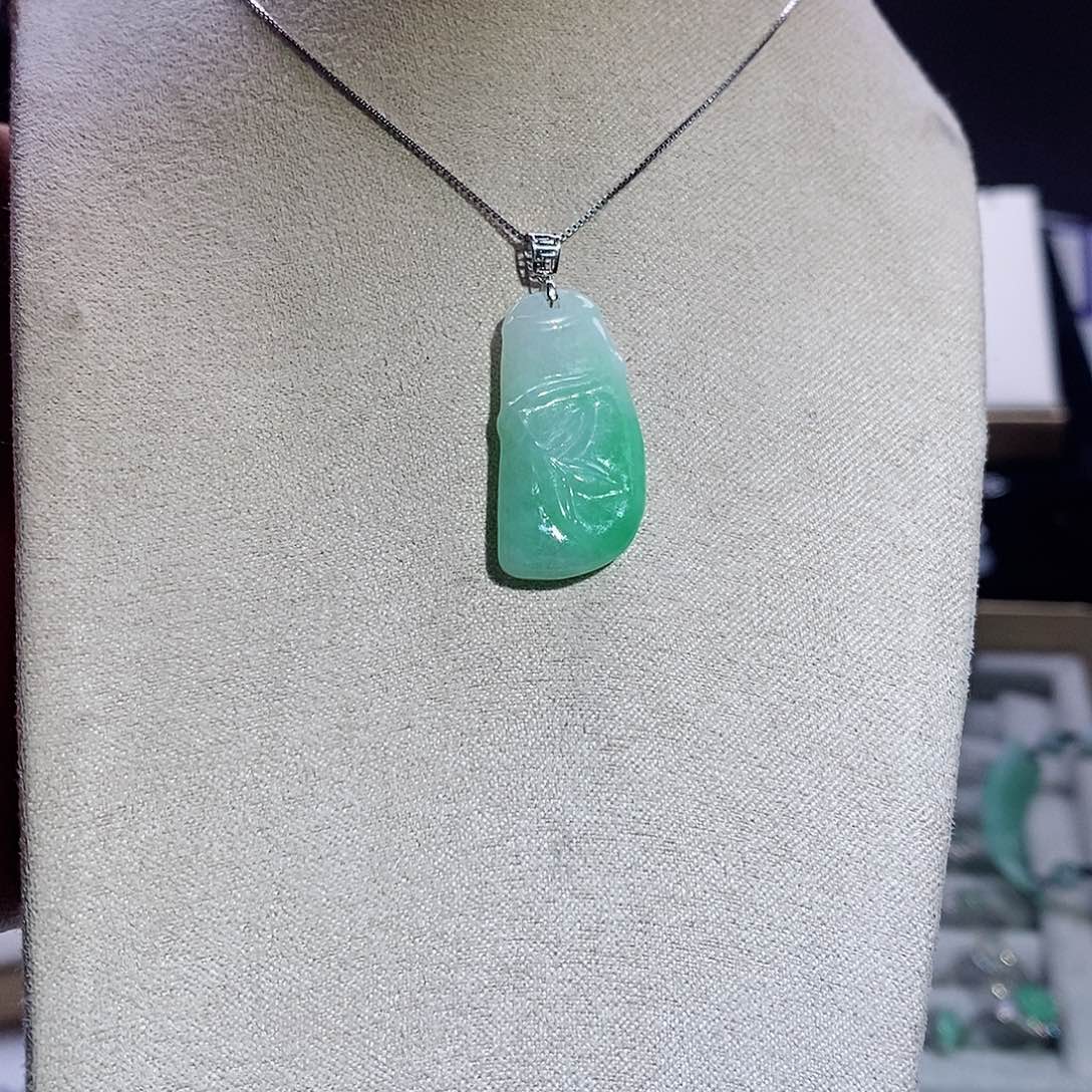 翡翠颈饰银S925镶嵌竹节