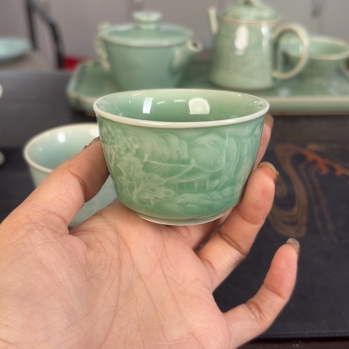 龙泉云间青瓷小米茶器