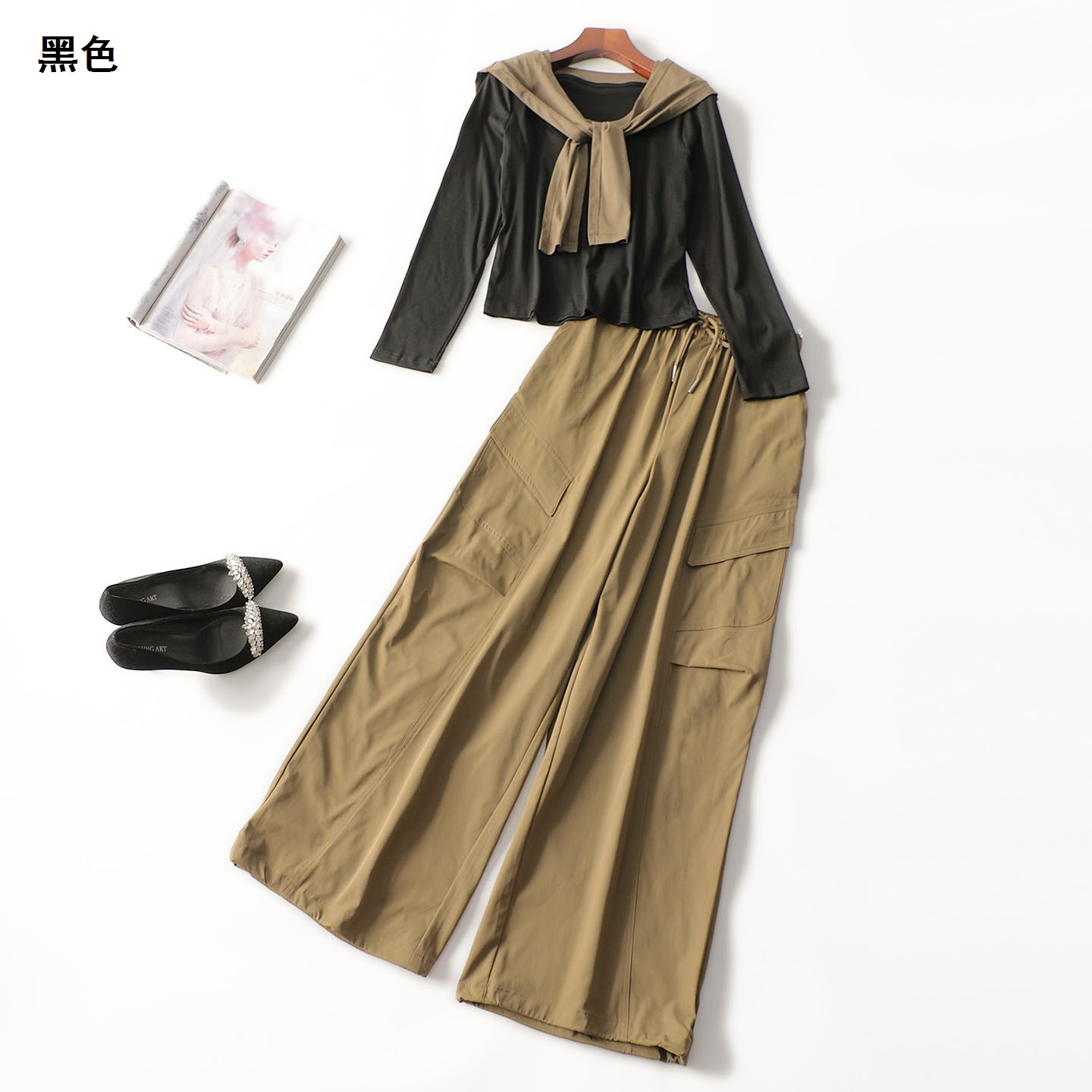 247684秋长款九分袖套头上衣裤子套装