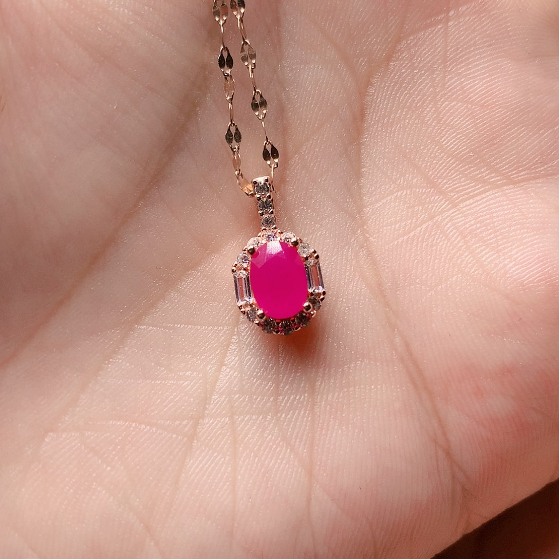 红宝石颈饰银S925镶嵌