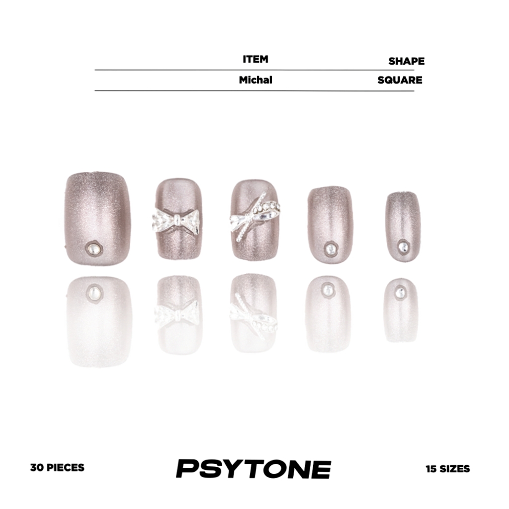 幻调 Michal麦凯拉|指尖白色温柔蝴蝶结短款穿戴美甲高质量甲片