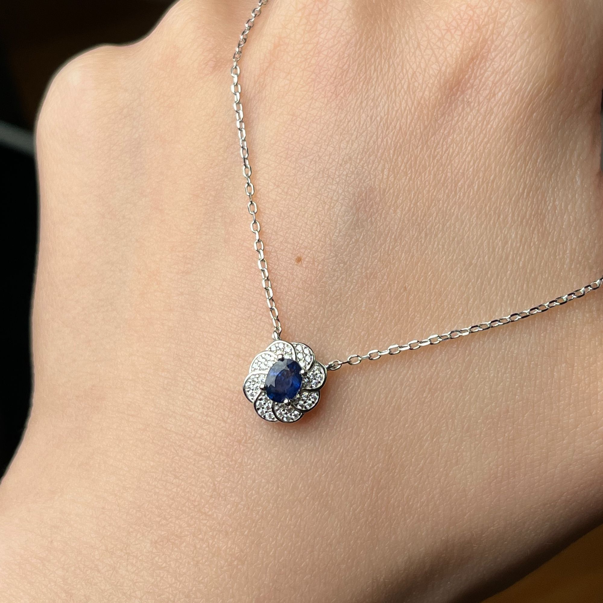 如鸢925银天然蓝宝石项链多样性发货