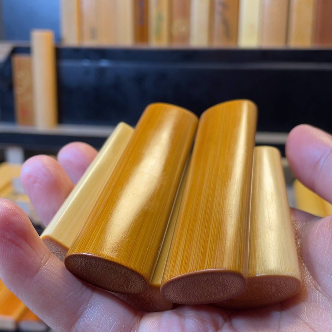 手工实心玉竹手把件