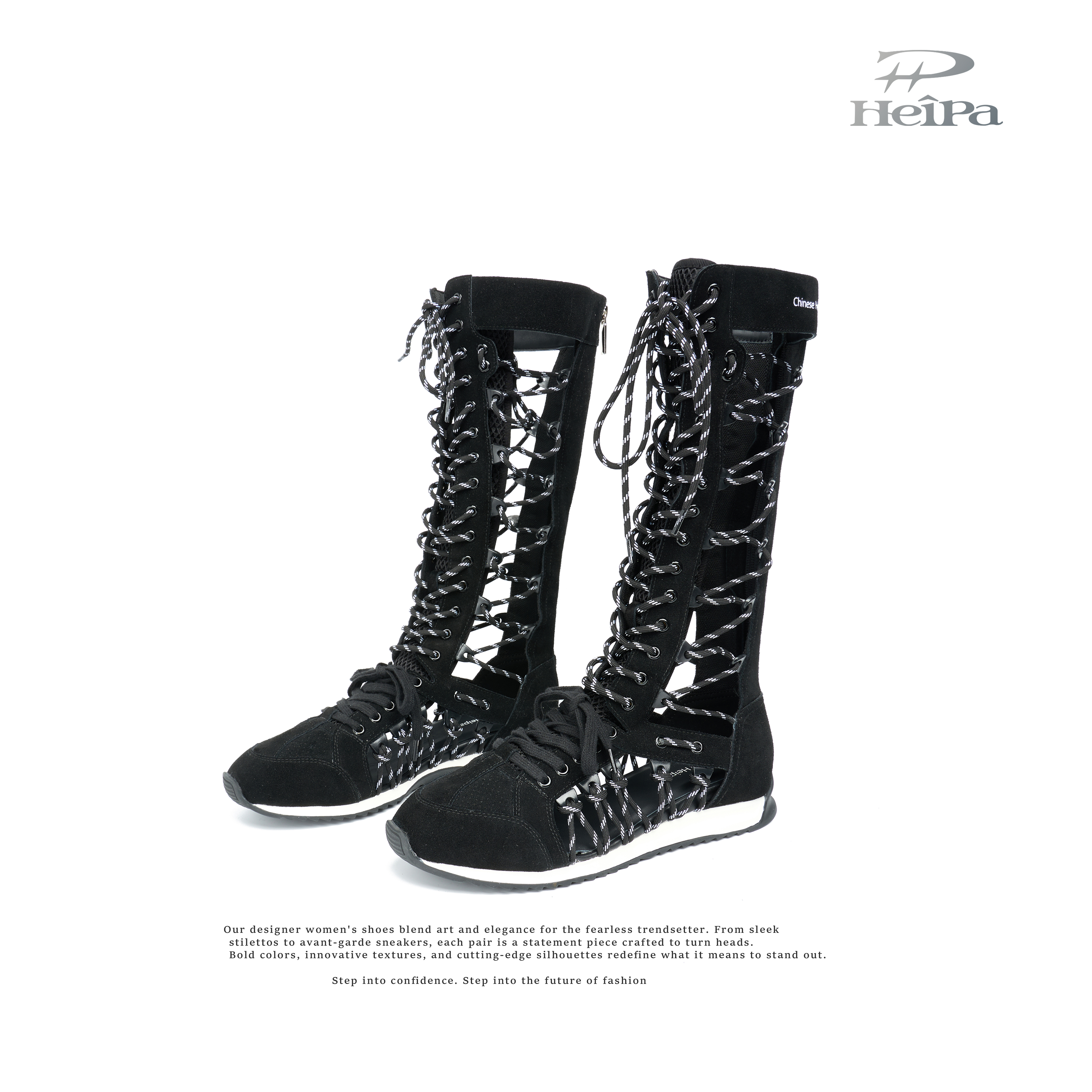 【HeiPa】安暖家新高帮真皮【镂空拳击鞋】明星同款凉鞋女靴CEAK04