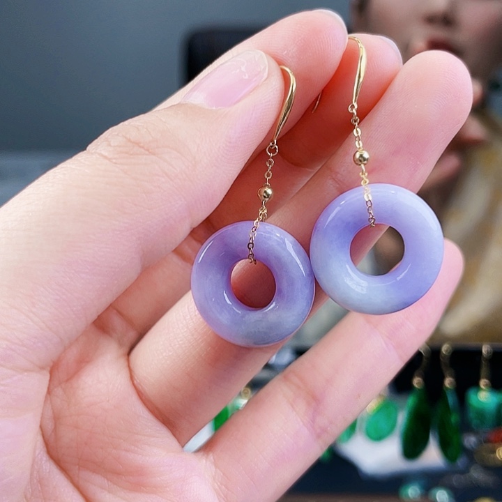 翡翠耳饰18K金镶嵌饰品