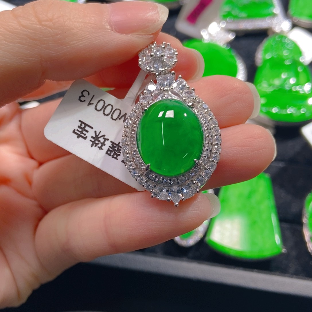 翡翠吊坠(不含链)银S925镶嵌