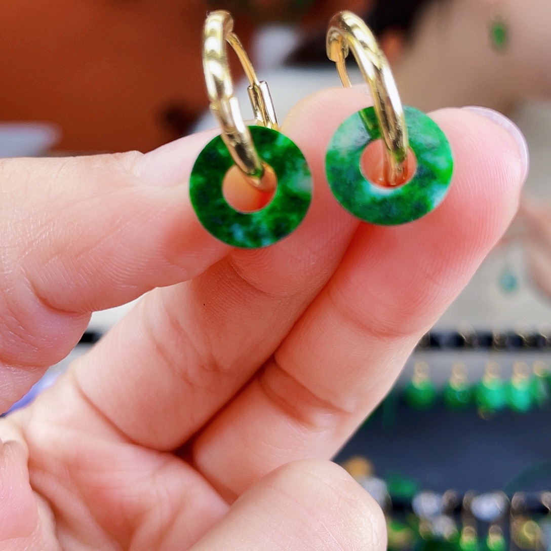 翡翠未镶嵌耳饰饰品