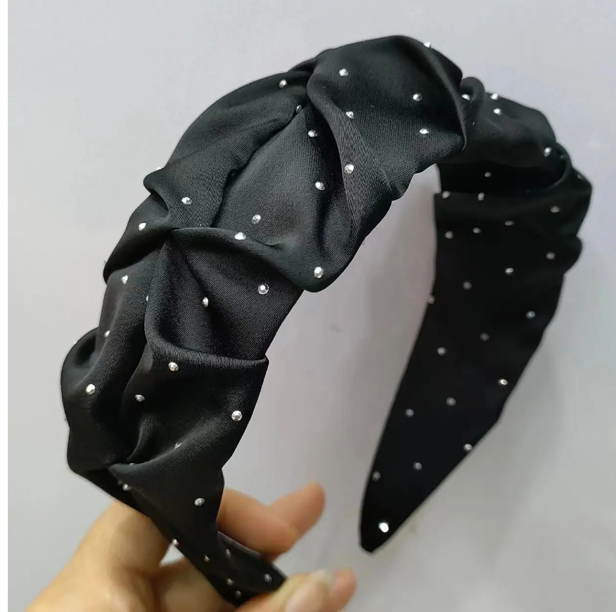 2025新款韩版高颅顶烫钻褶皱发箍头箍高级感公主发饰气质发卡夹