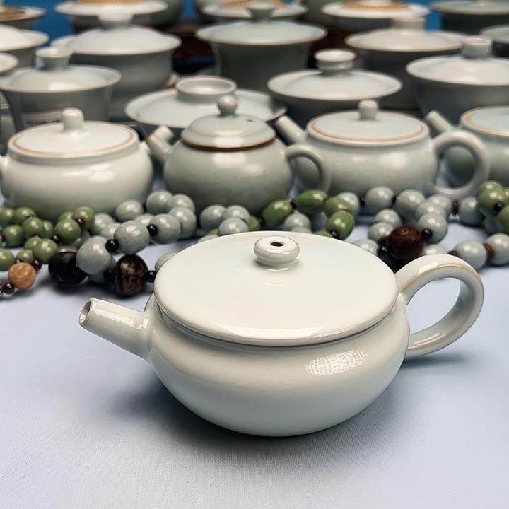 杯微微暇月白釉汗瓦壶原矿原釉原产地