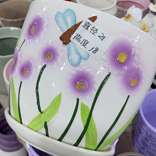 多肉绿植陶瓷花盆9.9包邮，有孔