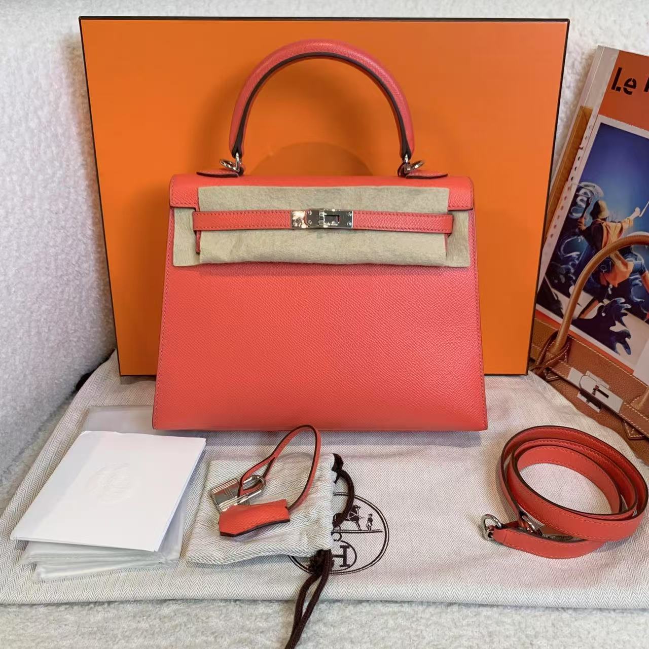 99新 Hermes/爱马仕 壹臻/T5斋普尔粉银扣Kelly25 A刻ep33094764