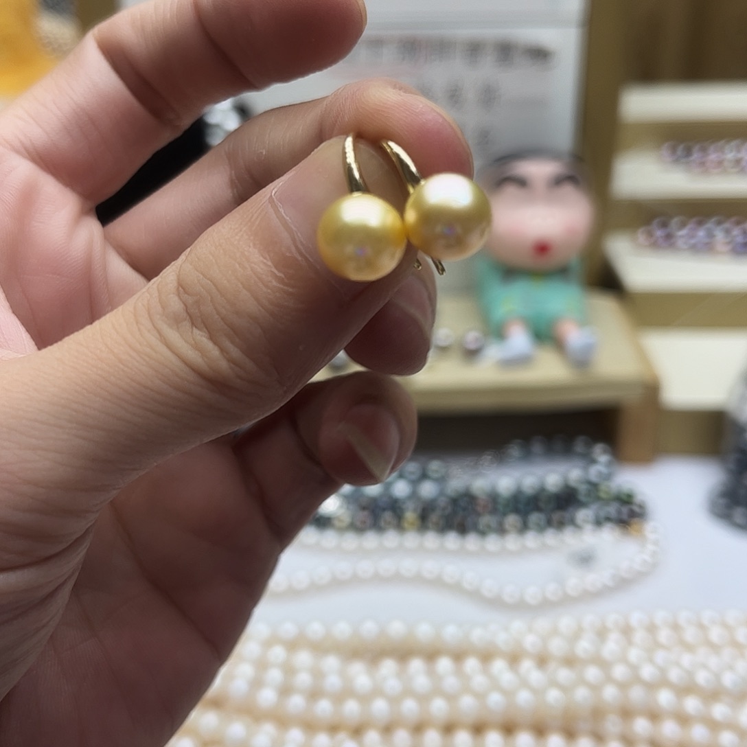 银S925镶嵌海水珍珠耳饰