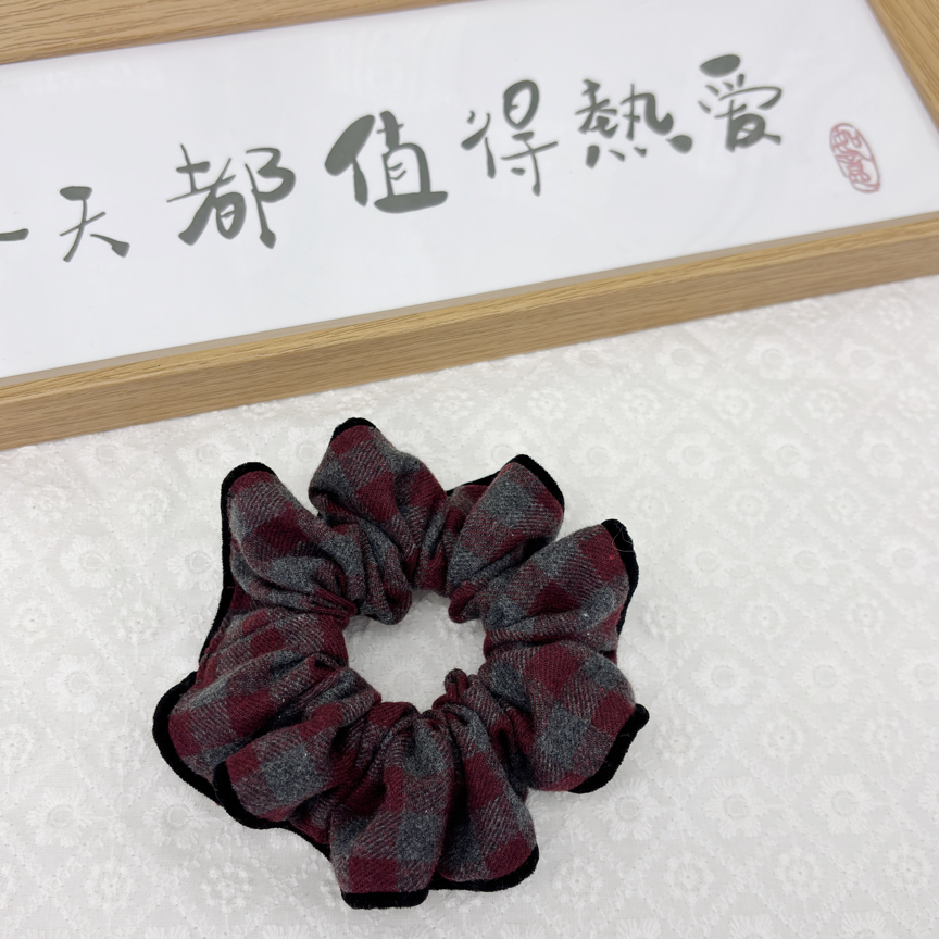 露丝同款格子美拉德色系发饰发绳肠圈百搭时尚精致发圈皮筋A03