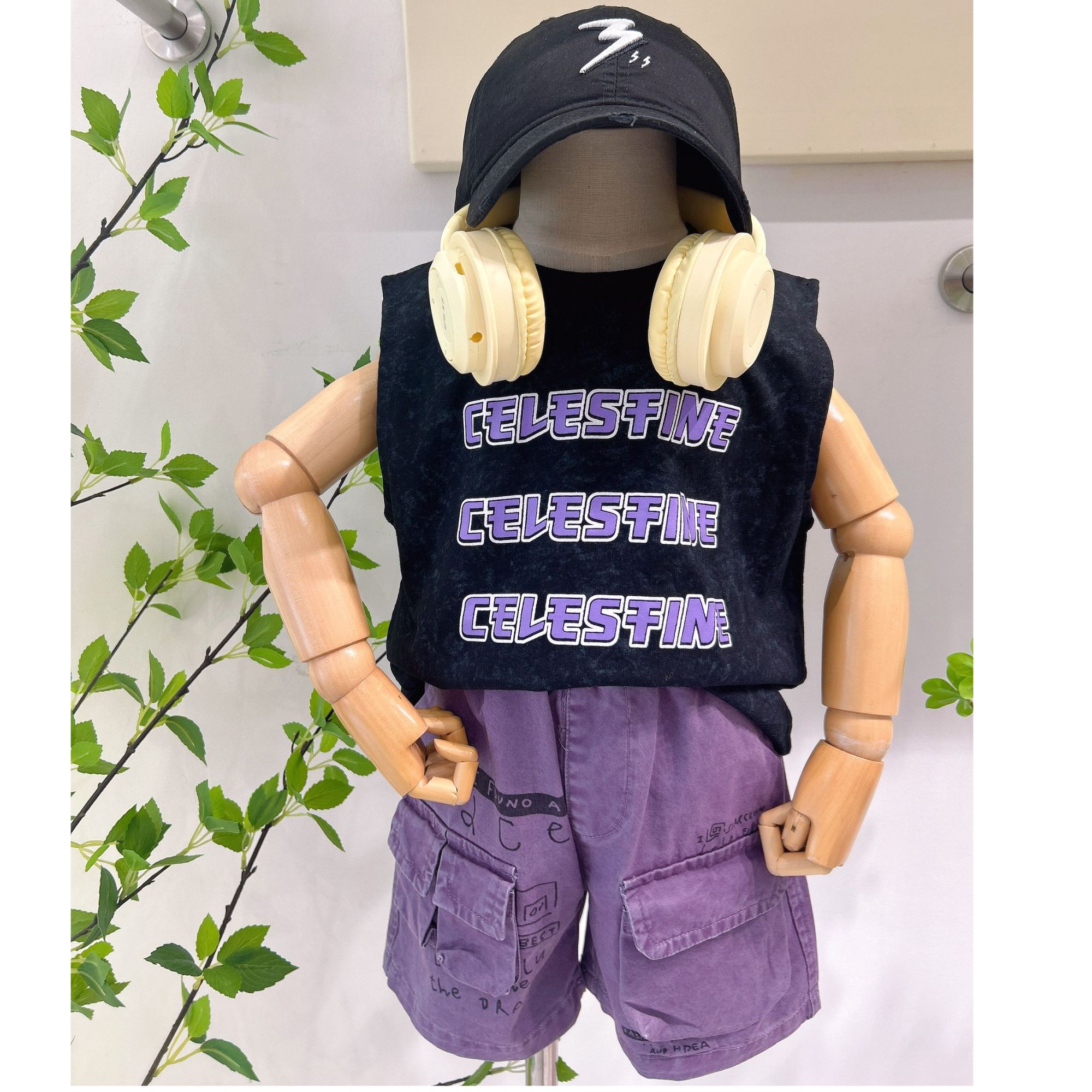 2025新款无袖男童韩版时尚洋气百搭扎染男童套装休闲夏季夏款卡通