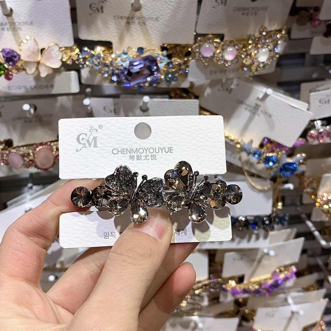 仿水晶合金蝴蝶弹簧夹