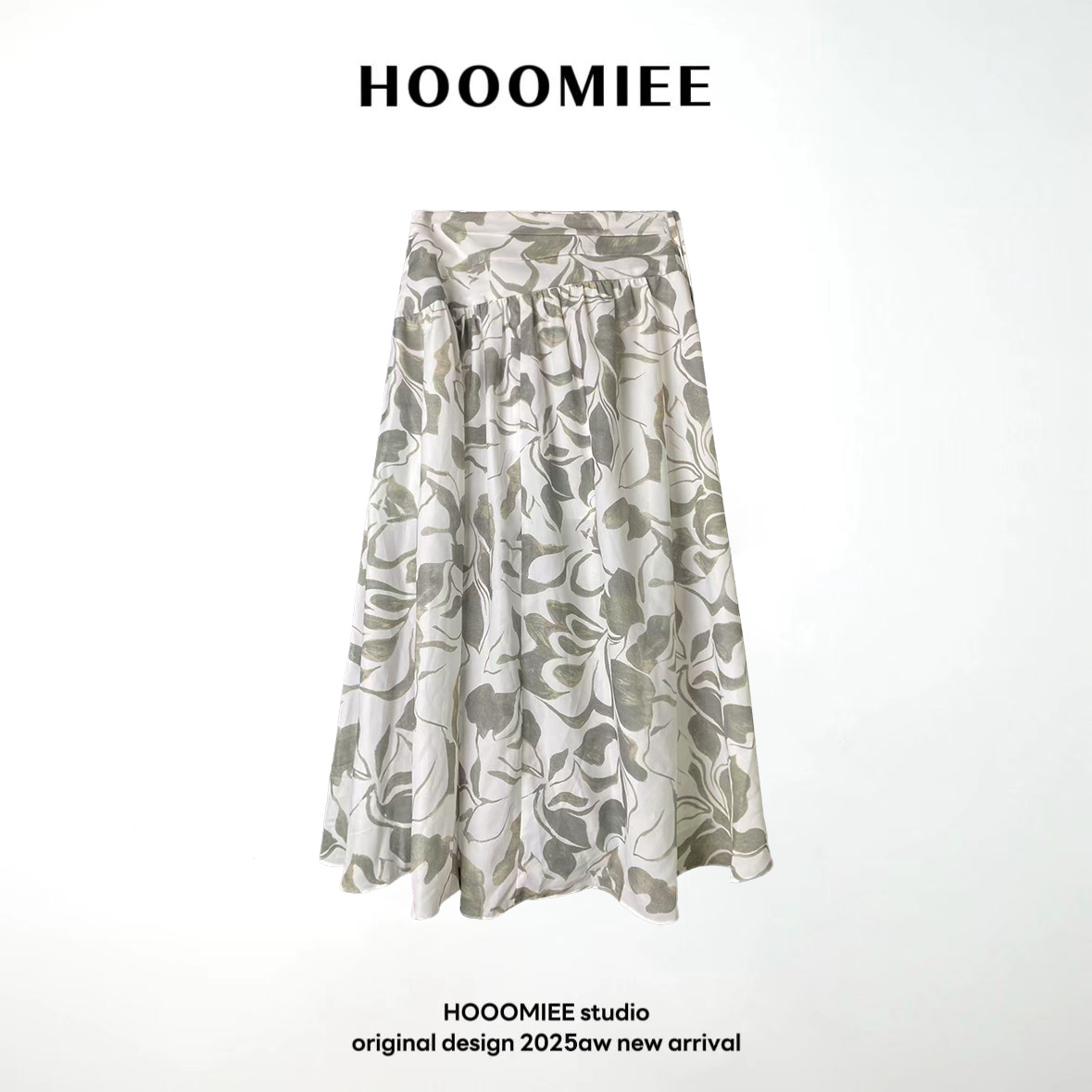 Hooomiee复古度假风碎花印花女士半身裙LG048