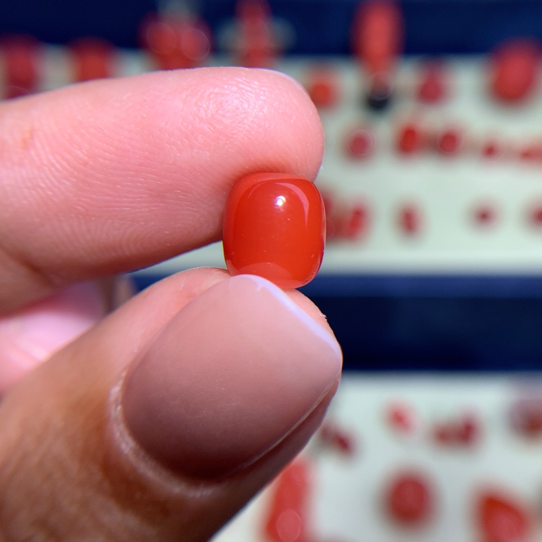 南红玛瑙枣珠7.4×8.2未镶嵌微纹