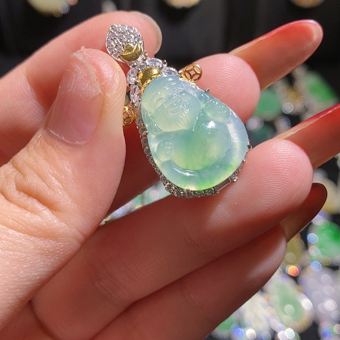 颈饰银S925镶嵌翡翠天然翡翠