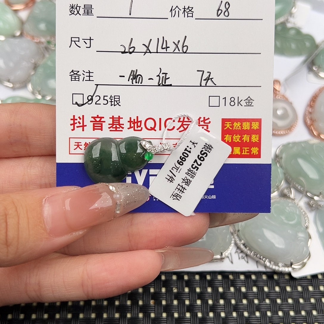 琴***翡翠银S925镶嵌颈饰