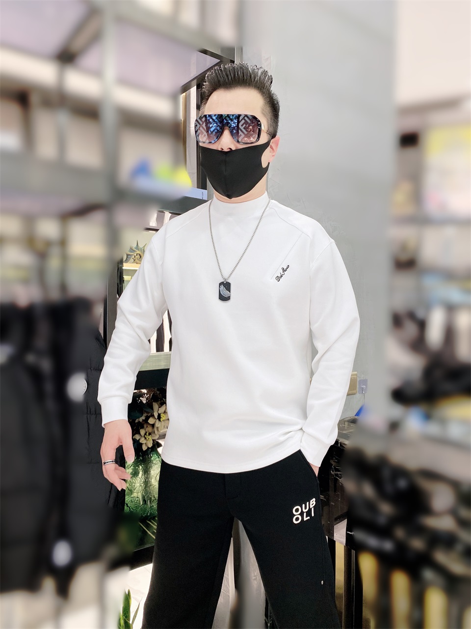 【APPCN品牌】秋冬男士卫衣中领长袖百搭高档潮牌爆款时尚打底衫