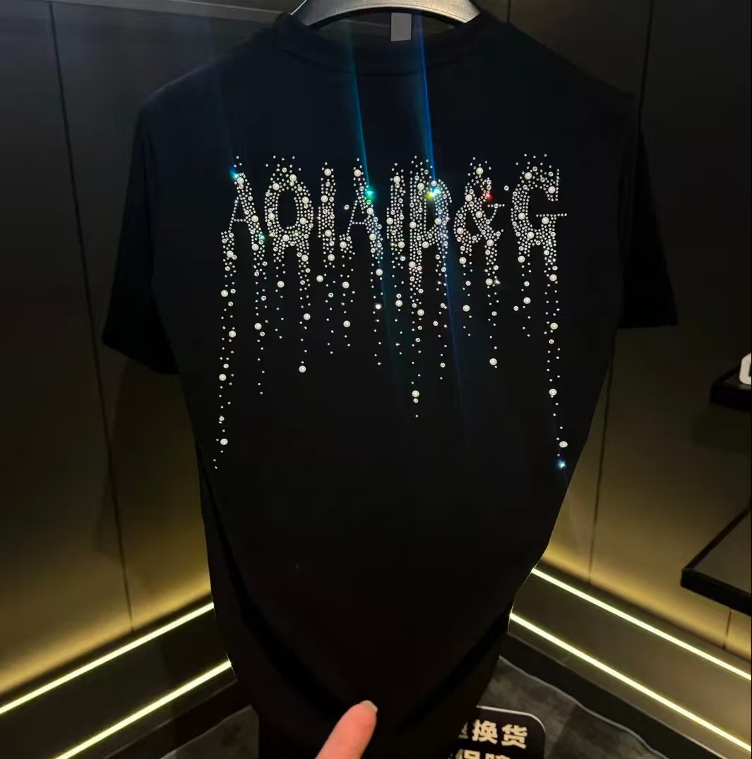 2025秋季新款情侣8801满钻休闲潮牌欧货轻奢烫钻圆领半袖男士t恤