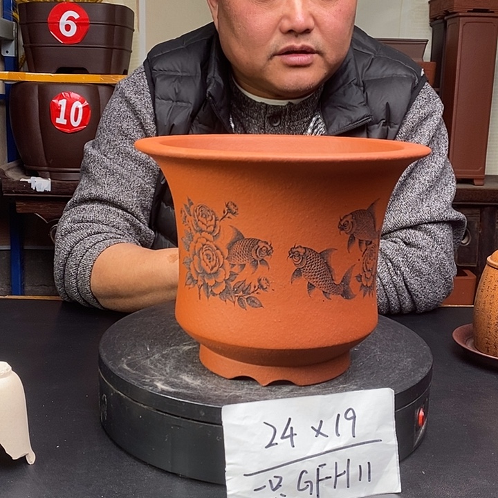 紫砂花盆货号一只GFH11