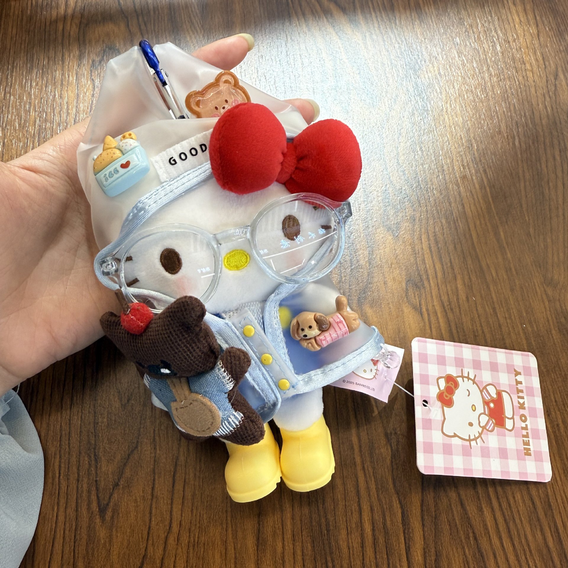 正版三丽鸥kt凯蒂猫helloKitty草帽款公仔玩偶包挂饰钥匙扣饰品玩