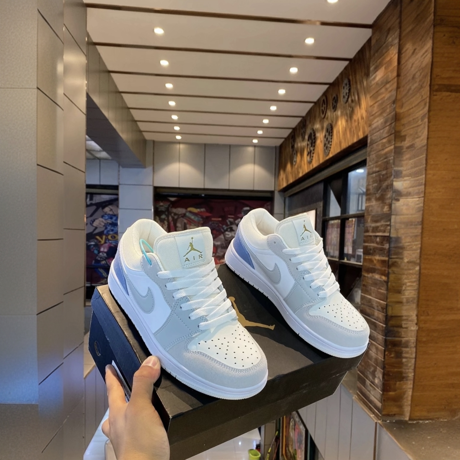 耐克男鞋子 Air Joeran 1 Low 白灰低帮男款复古篮球鞋官方正品