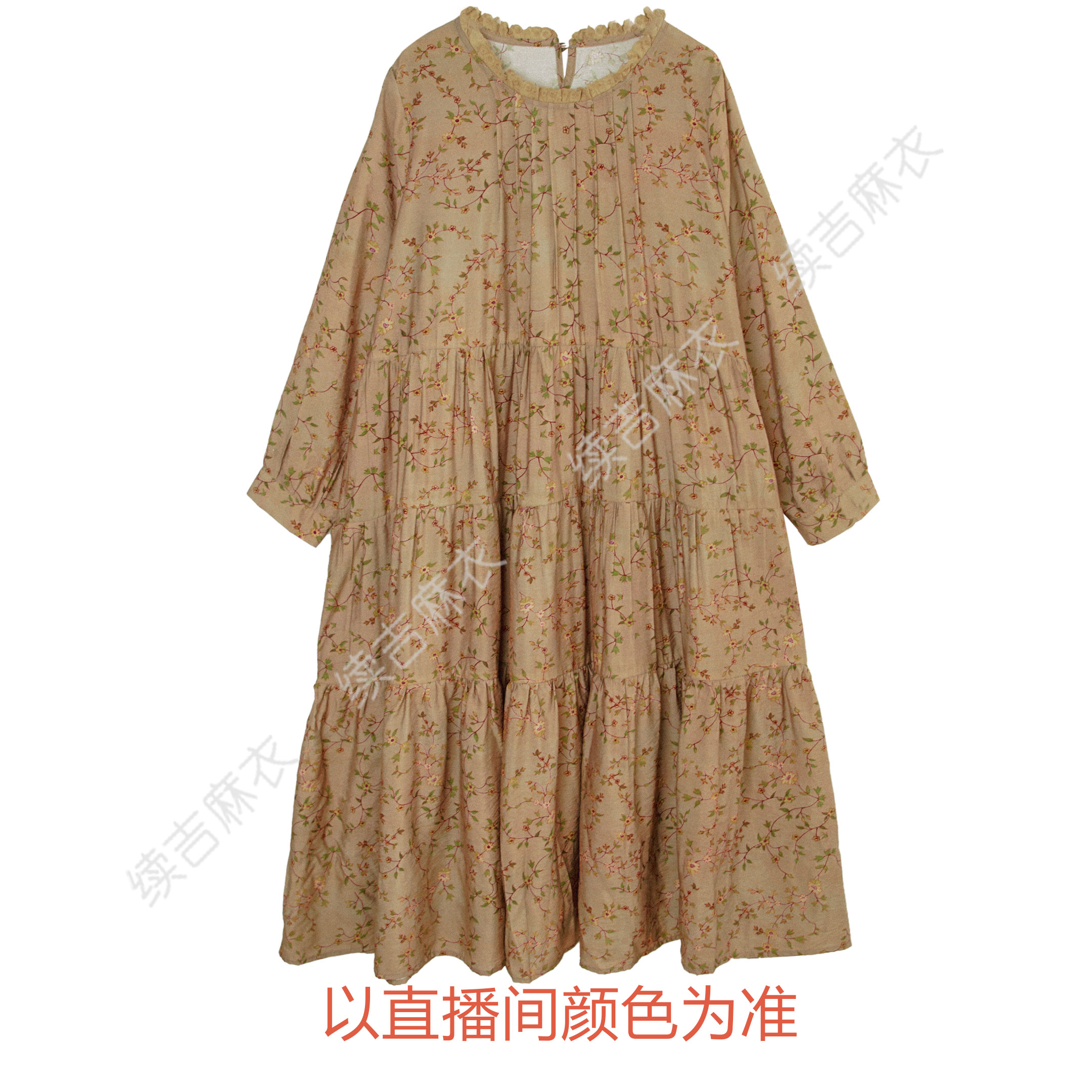 续吉麻衣25-419【古韵千秋】碎花气质休闲复古长袖百搭连衣裙