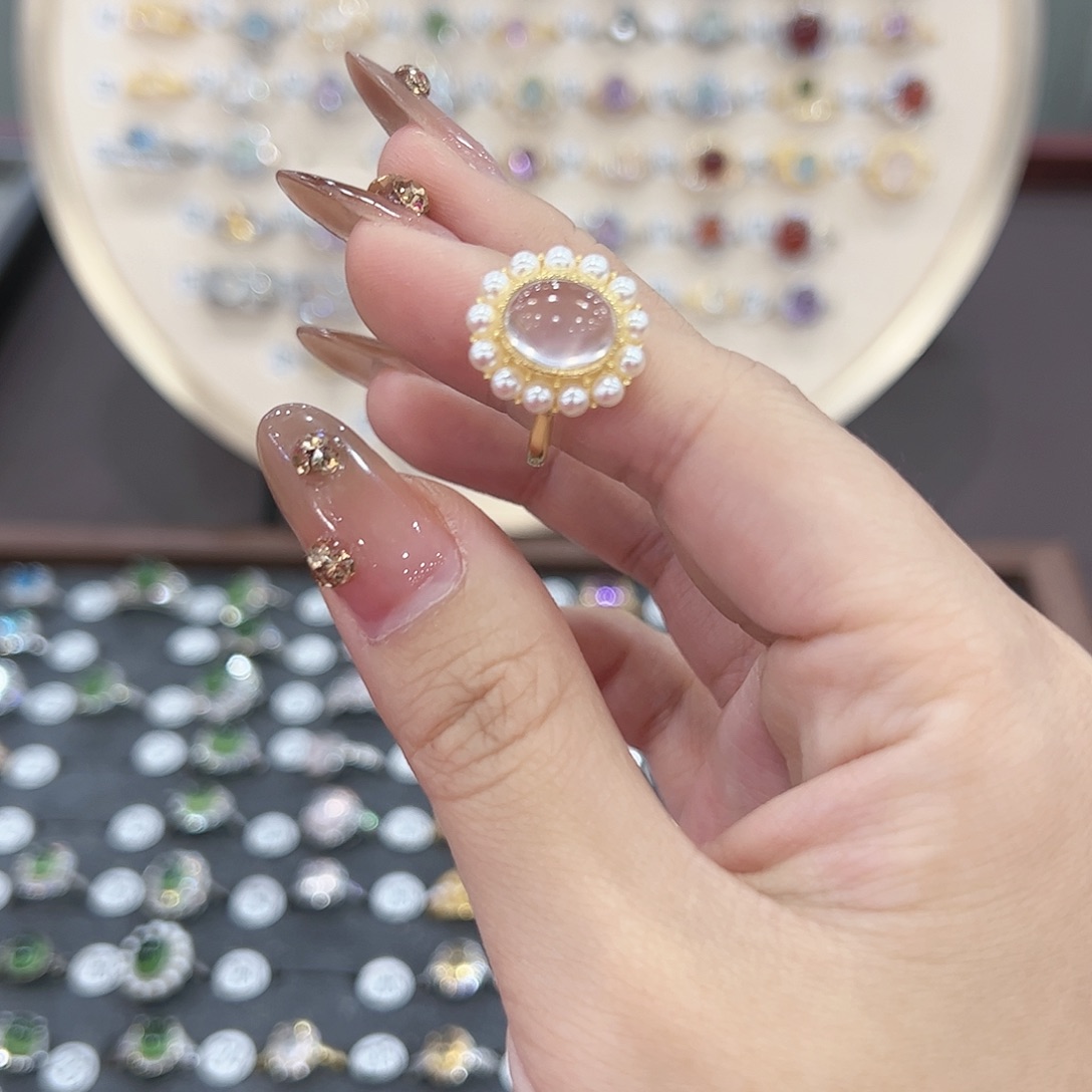 蛇纹石玉戒指银S925镶嵌我****福