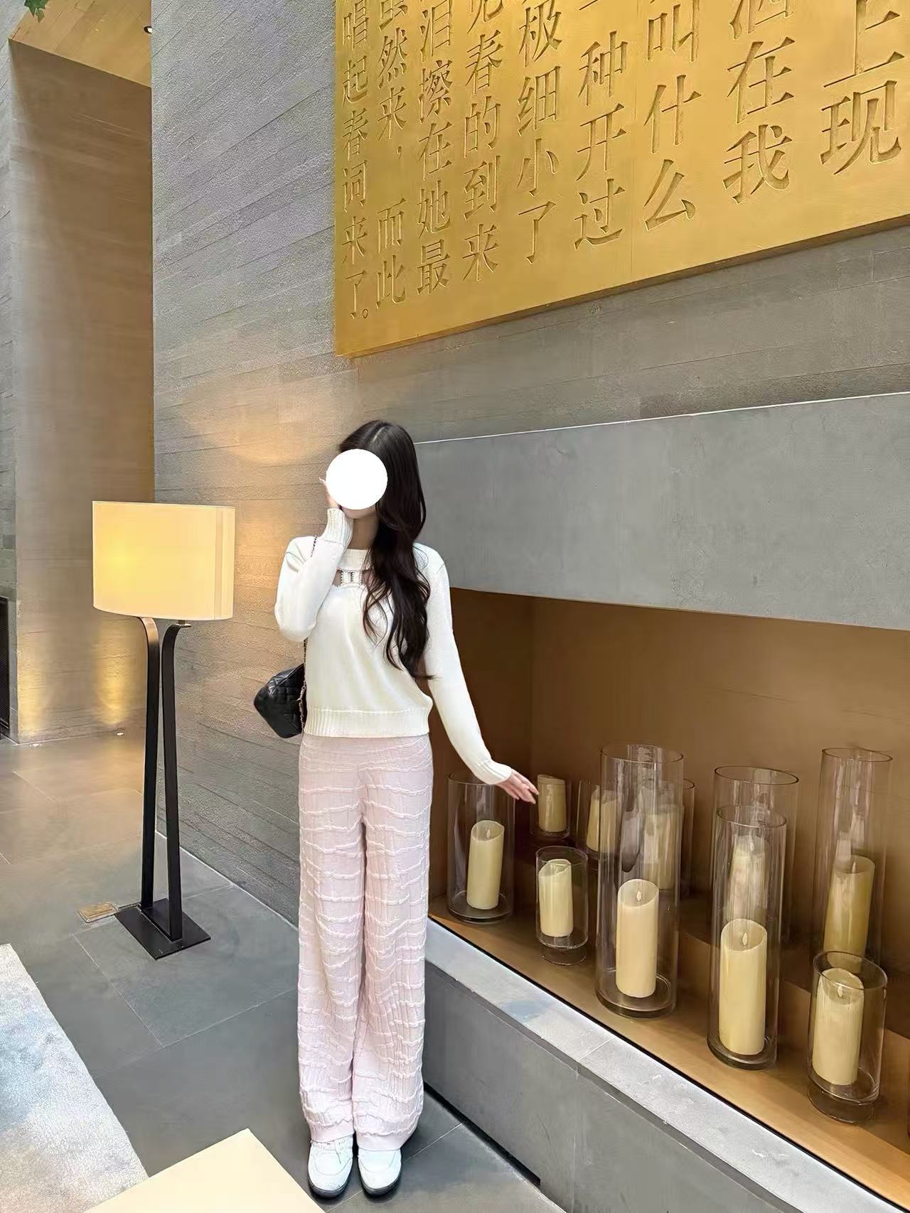 RoseGirls【垂垂裤】du家纯棉纹针织垂垂裤休闲裤设计感百搭裤子冬