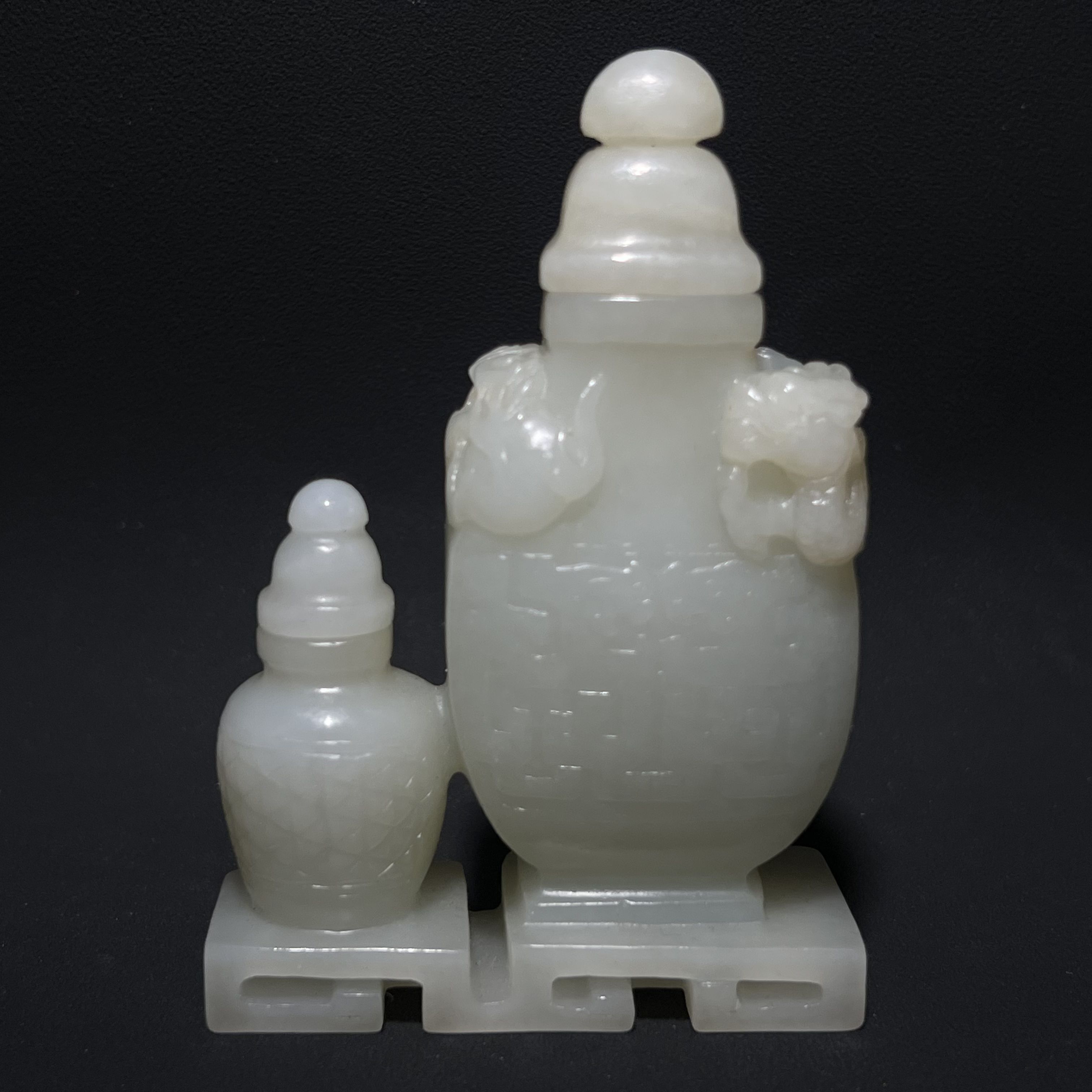 明代兽面龙纹玉瓶/QN65974A60/集萃斋