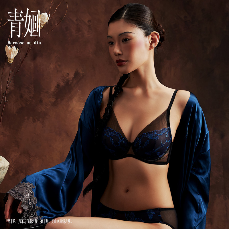 【耀星河】全罩杯大胸显小性感蕾丝女士内衣上托文胸超薄杯文胸
