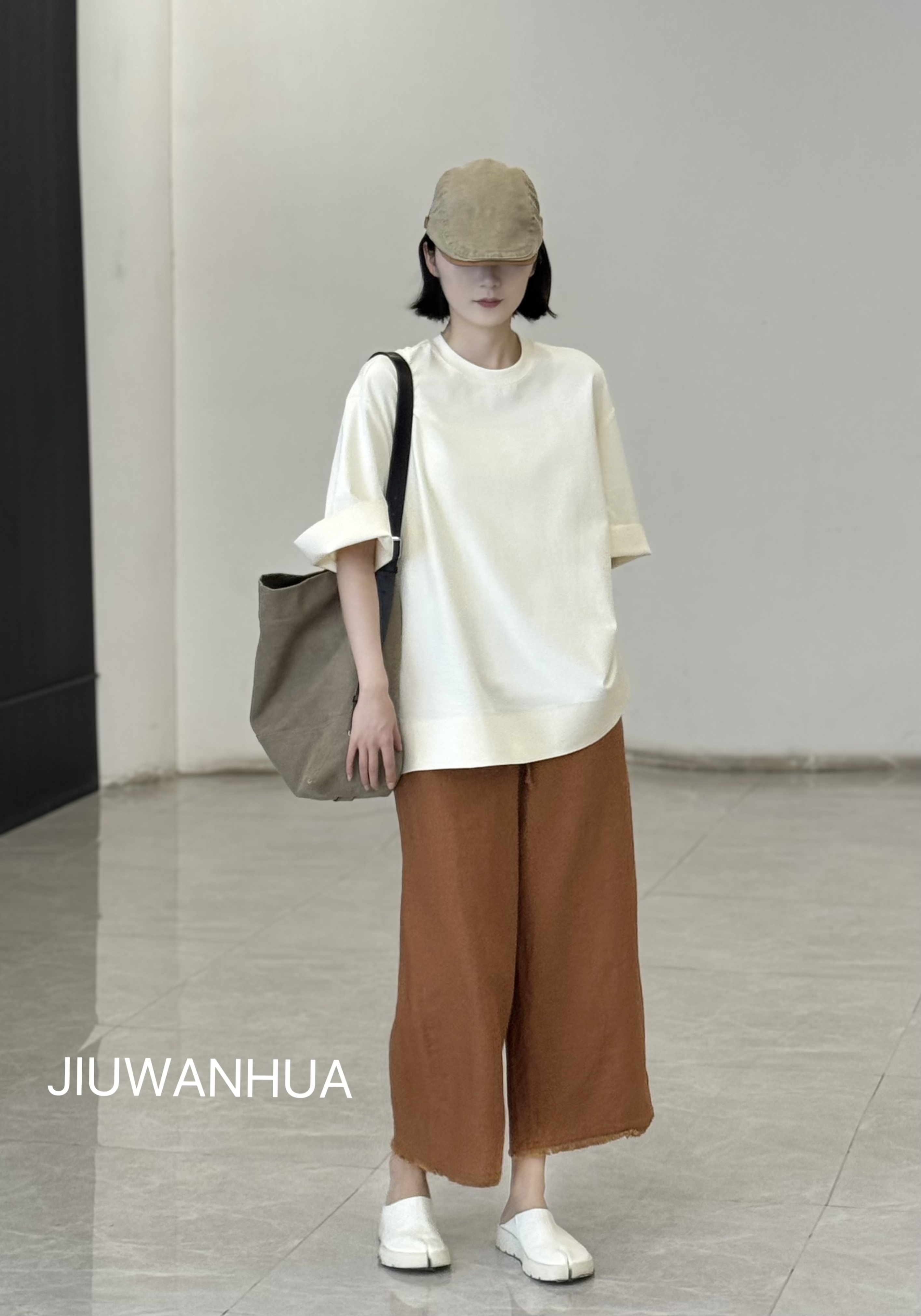 九畹花<素锦麻时>麻料九分裤