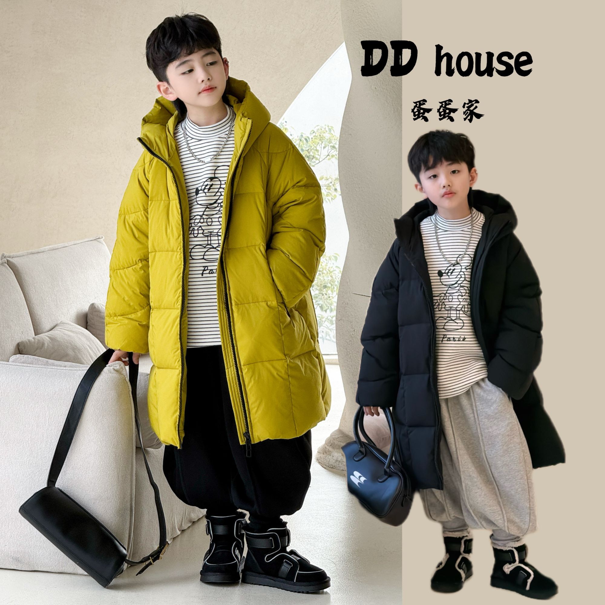 蛋蛋家【长款棉服】25546冬季新款洋气橄榄绿长款棉服外套