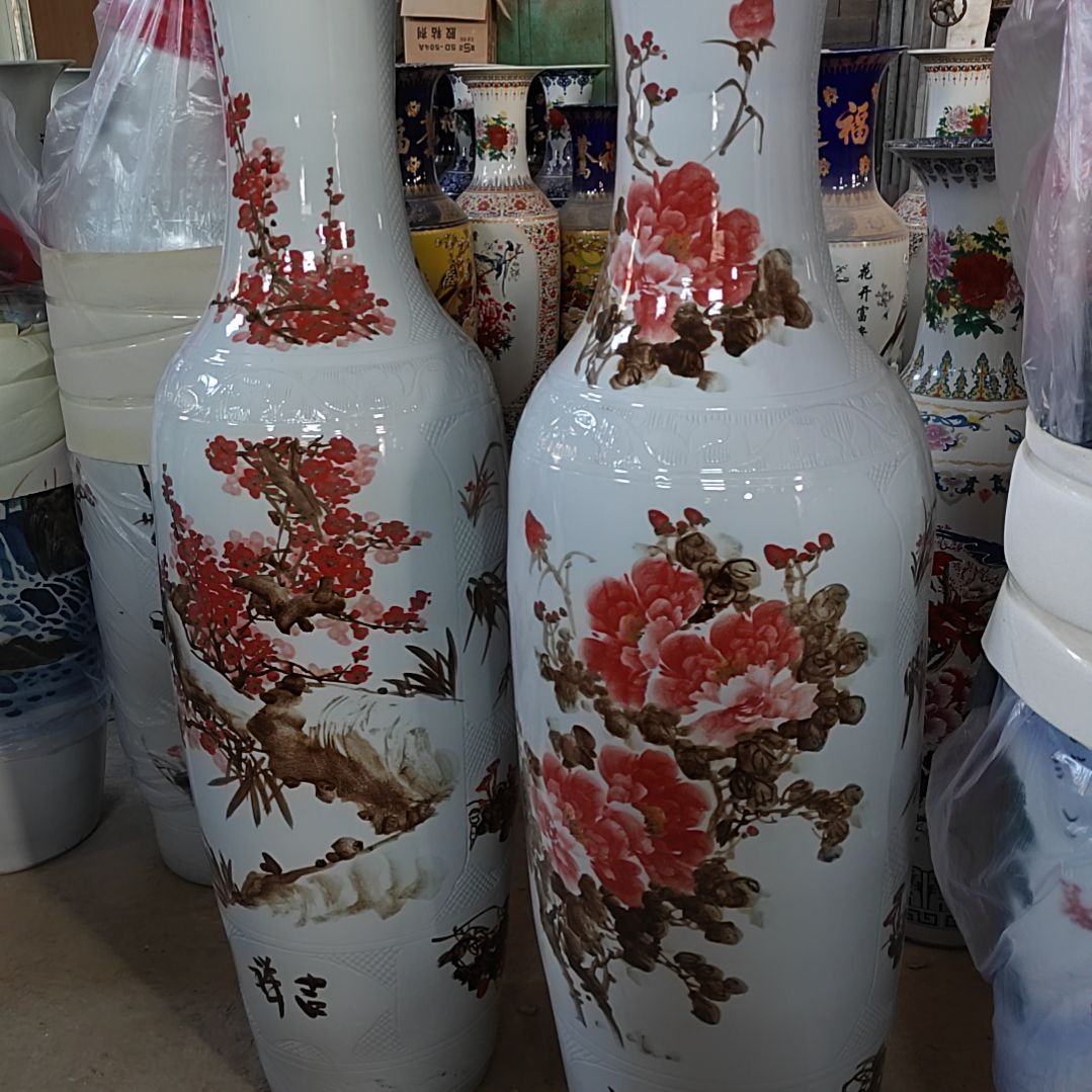 瓶景德镇陶瓷落地大花瓶一米6手绘一对