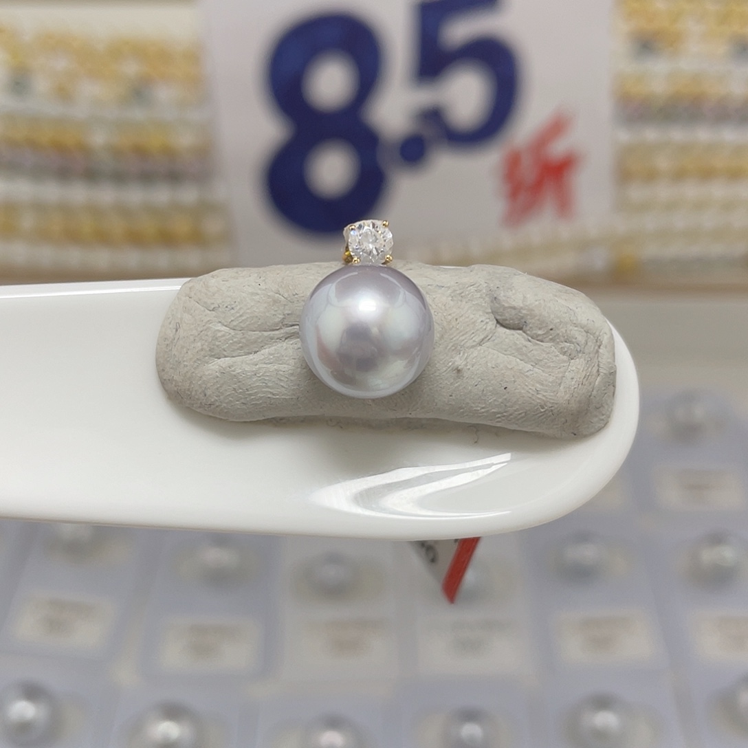未镶嵌10.8澳白银蓝裸珠正圆海水珍珠