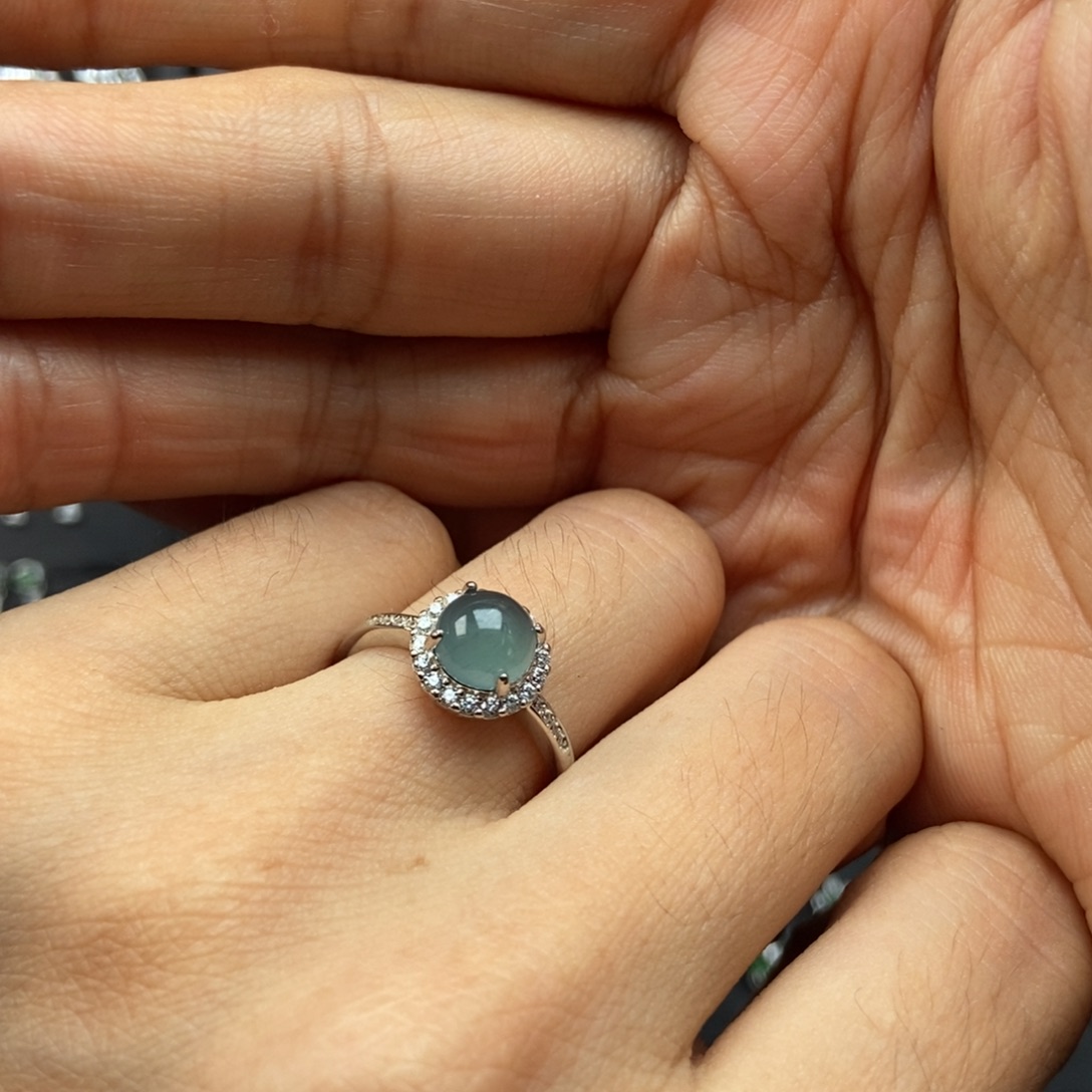 清***欢翡翠银S925镶嵌耳饰