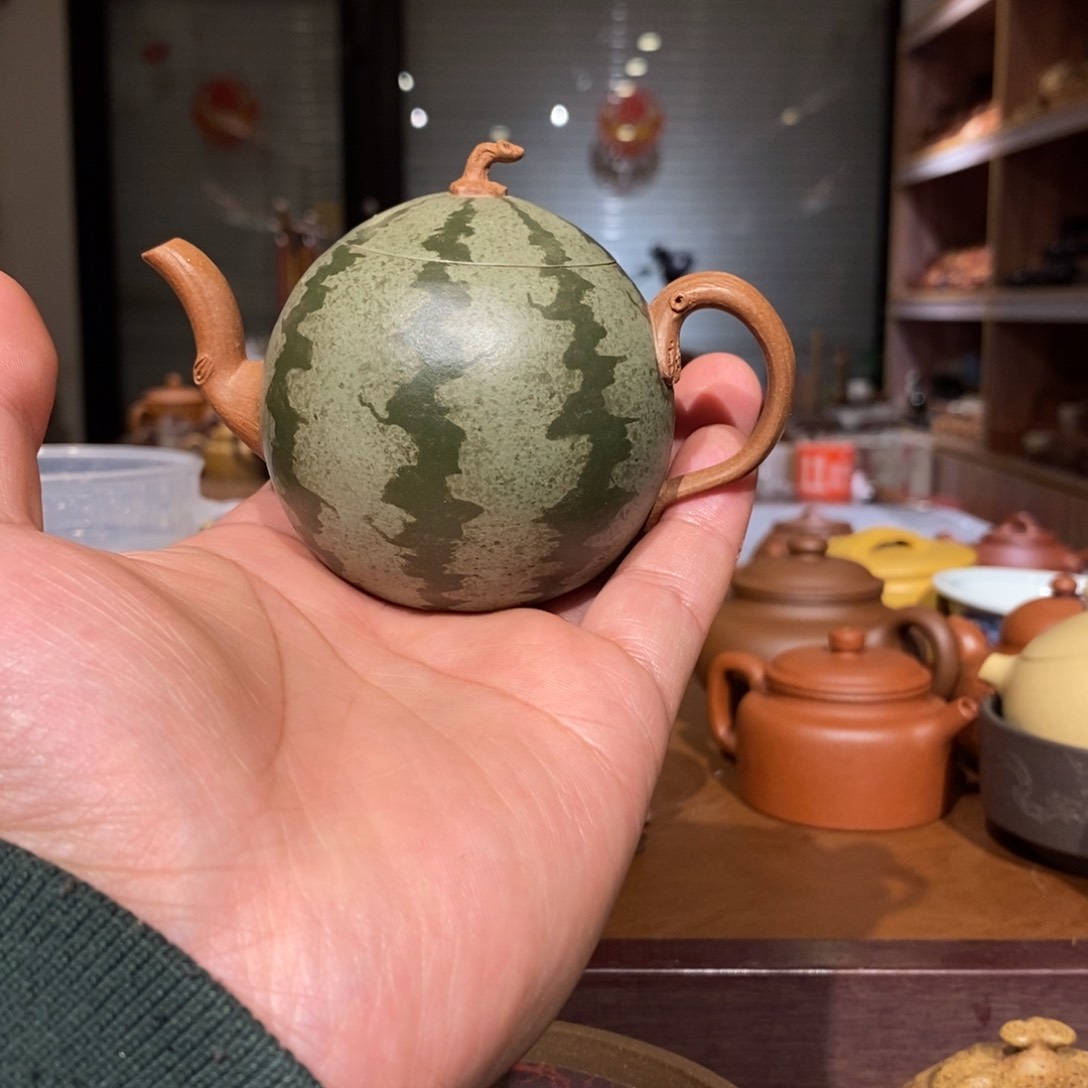 紫砂茶壶精工半手微型小西瓜130cc