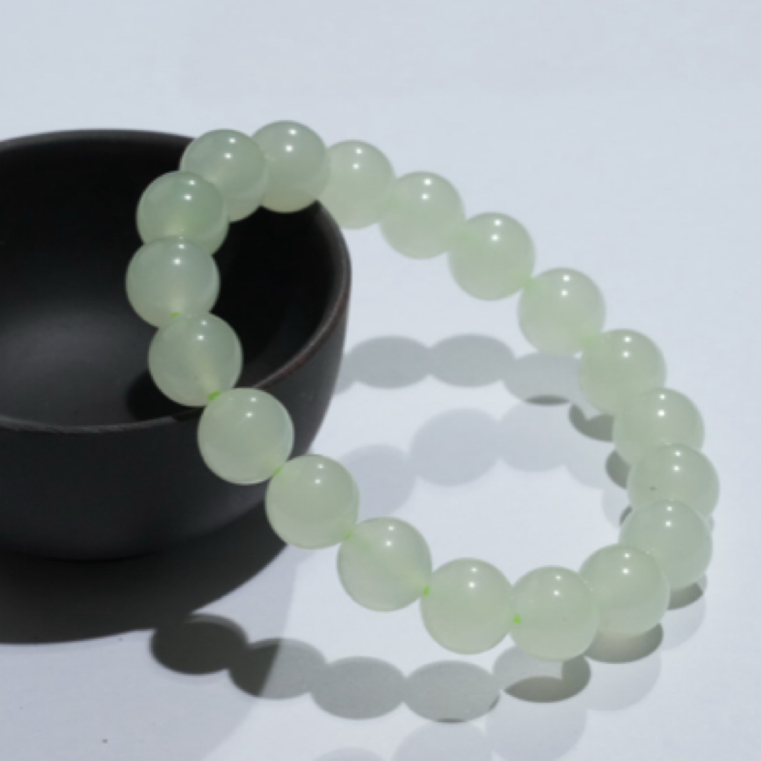 062808WM和田玉青海料晴水手串规格：约10mm多样性发其一