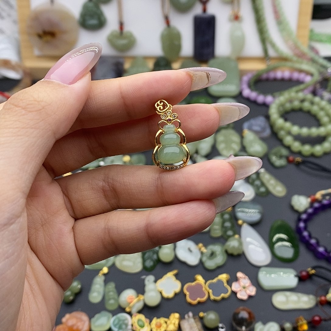 和田玉吊坠(不含链)银S925镶嵌