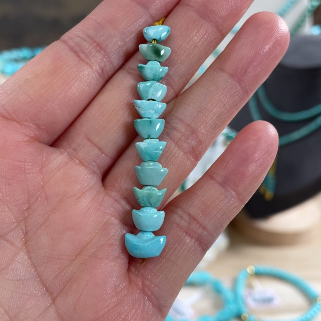 绿松石未镶嵌套链7+精品瓷釉级元宝套装