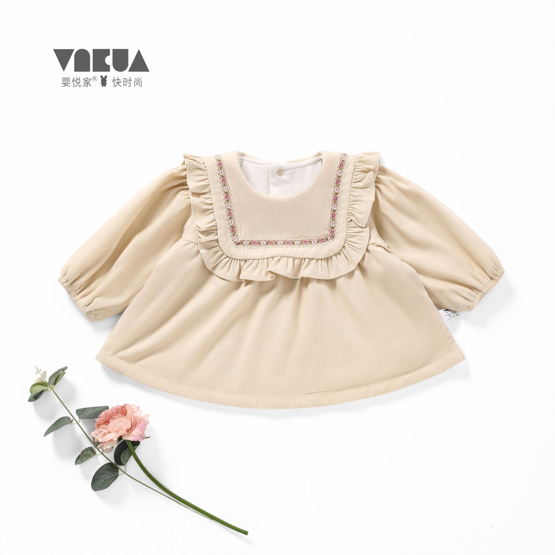 婴悦家秋冬款女宝宝85023陌陌之花上衣400克