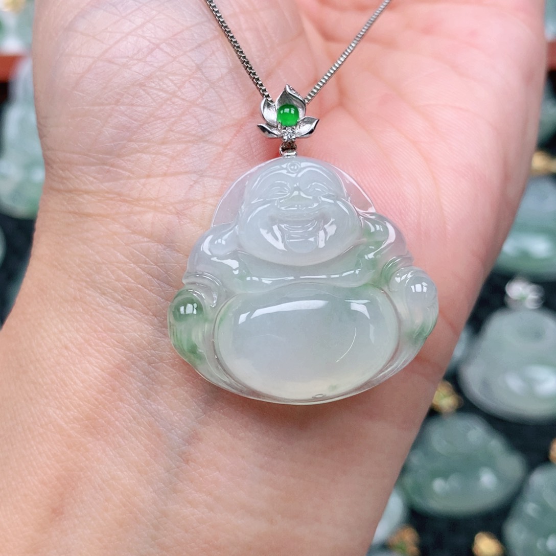 翡翠吊坠(不含链)18K金镶嵌