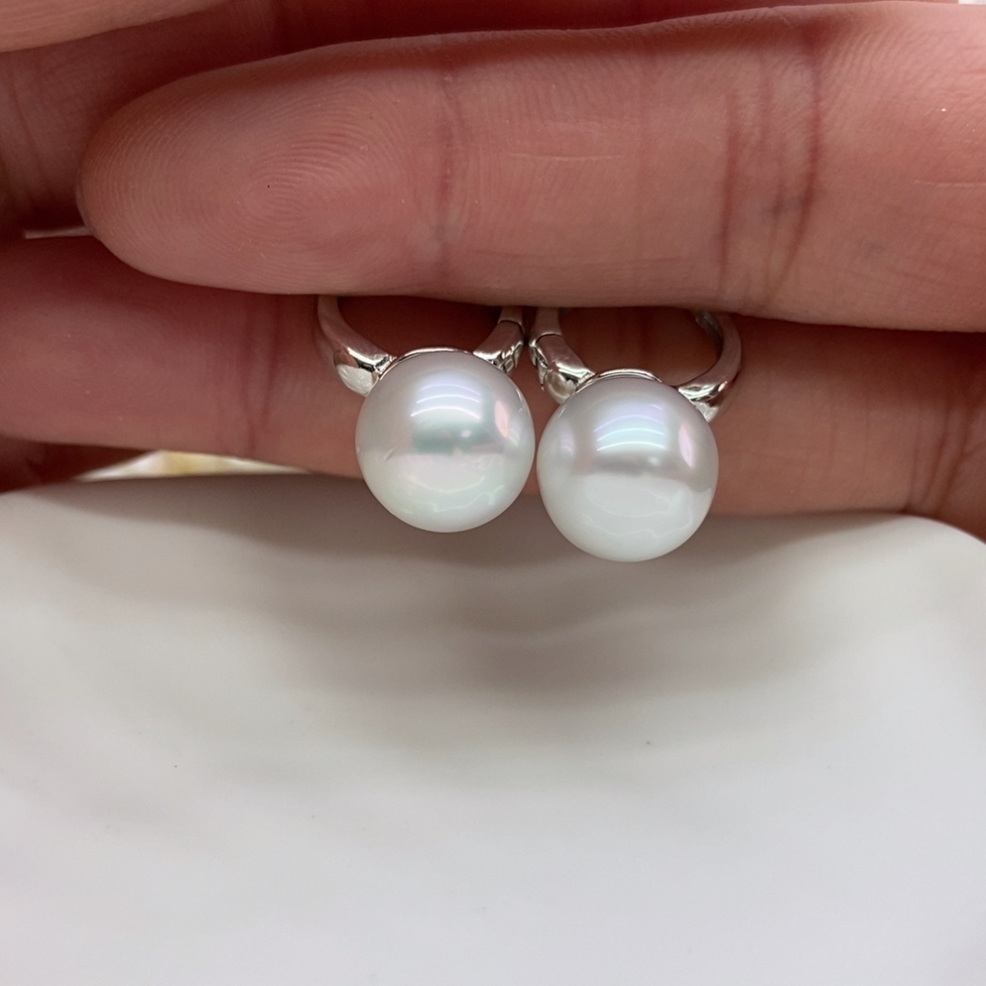 海水珍珠耳饰银S925镶嵌