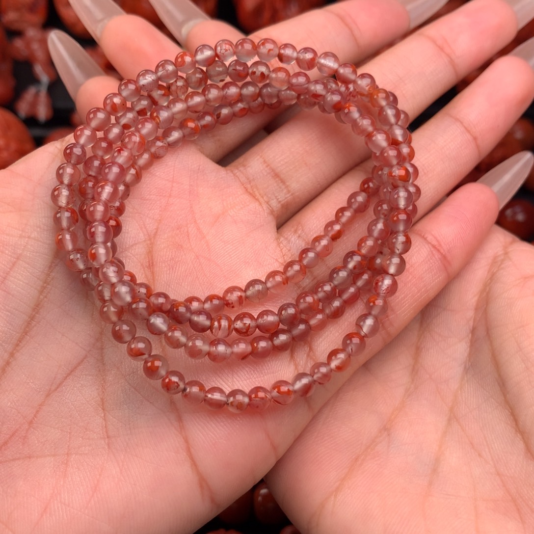 南红玛瑙冰飘佛珠4+未镶嵌