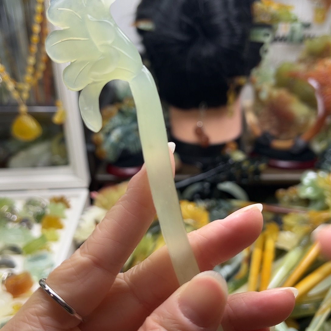 蛇纹石玉发饰合金