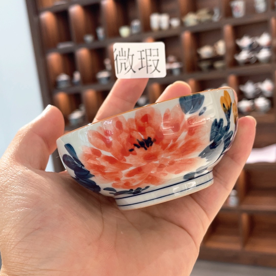 釉下手绘茶具微瑕